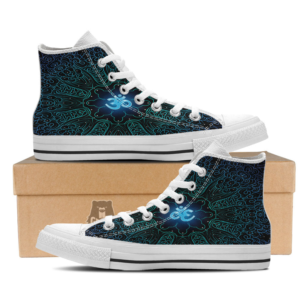 Om Psychedelic Print White High Top Shoes-grizzshop
