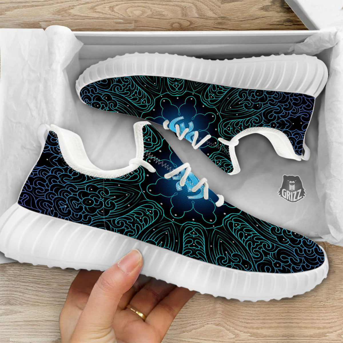 Om Psychedelic Print White Walking Shoes-grizzshop