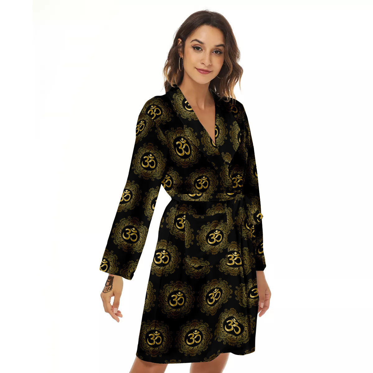 Om Sign Boho Print Pattern Women's Robe-grizzshop