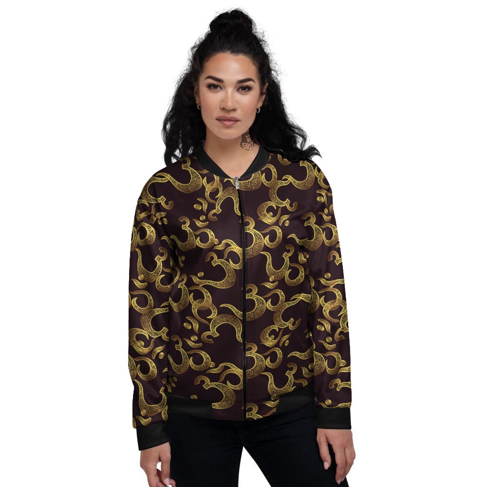 Om Sign Print Pattern Women's Bomber Jacket-grizzshop