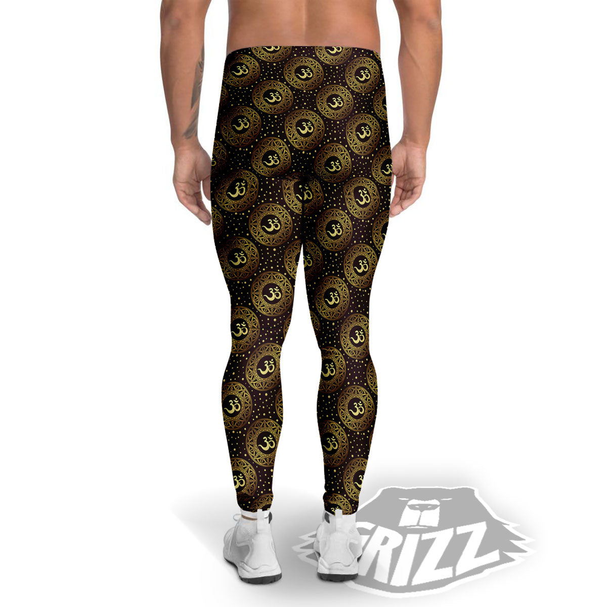 Om Symbol Gold Print Pattern Men's Leggings-grizzshop