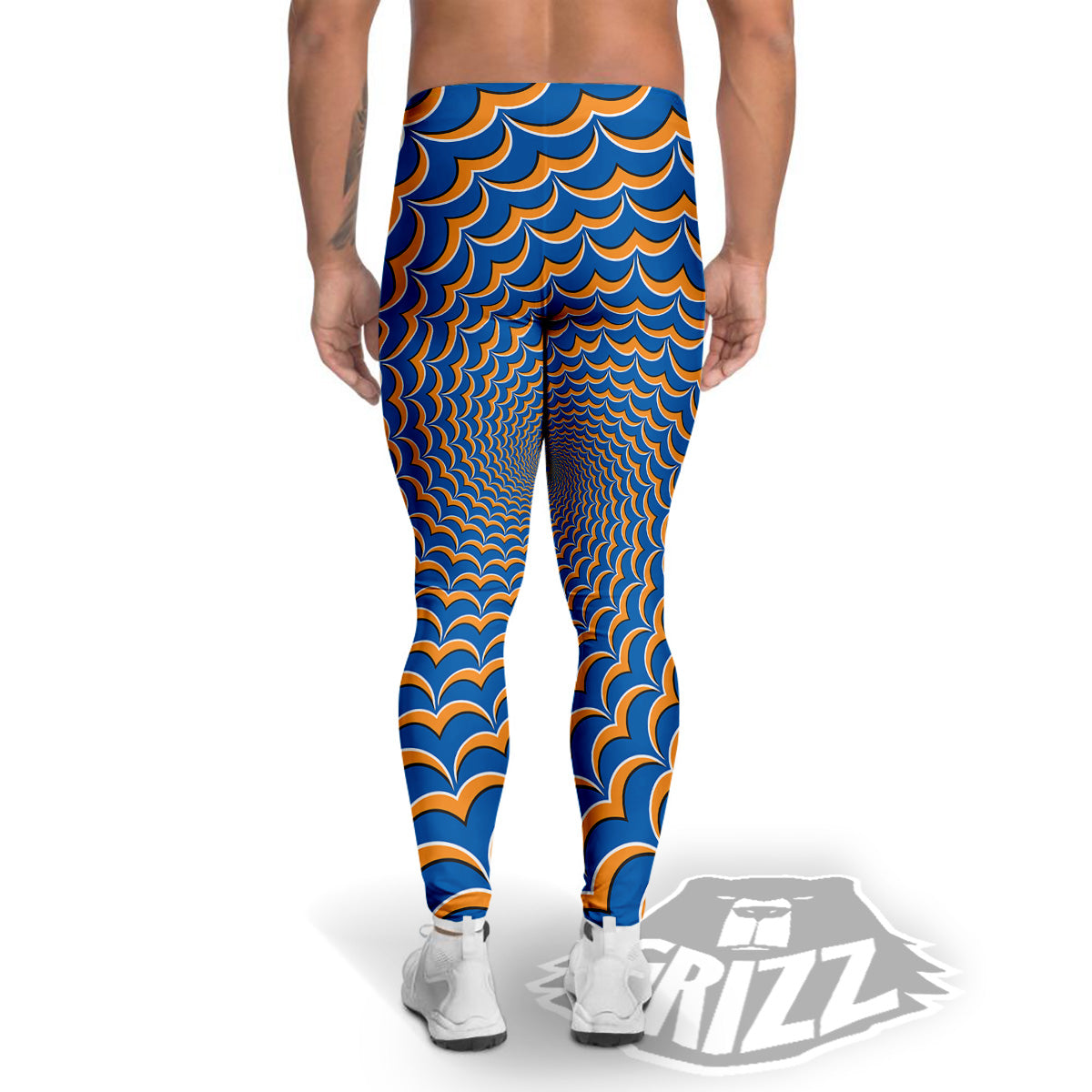 Optical Illusion Blue Expansion Moving Men's Leggings-grizzshop