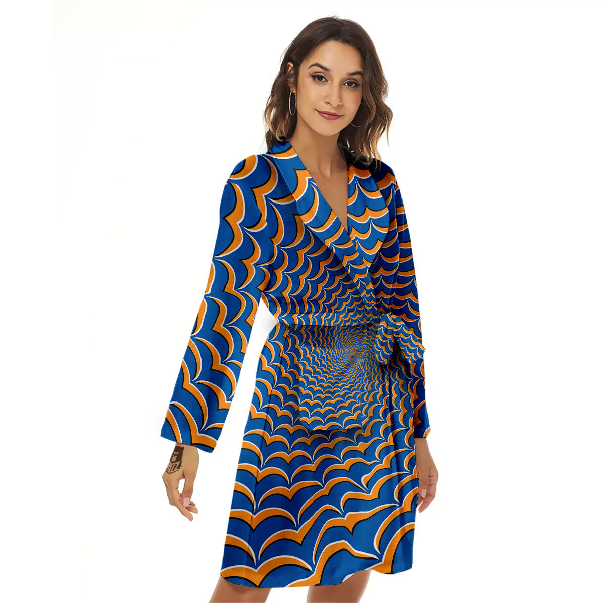 Optical Illusion Blue Expansion Moving Women's Robe-grizzshop
