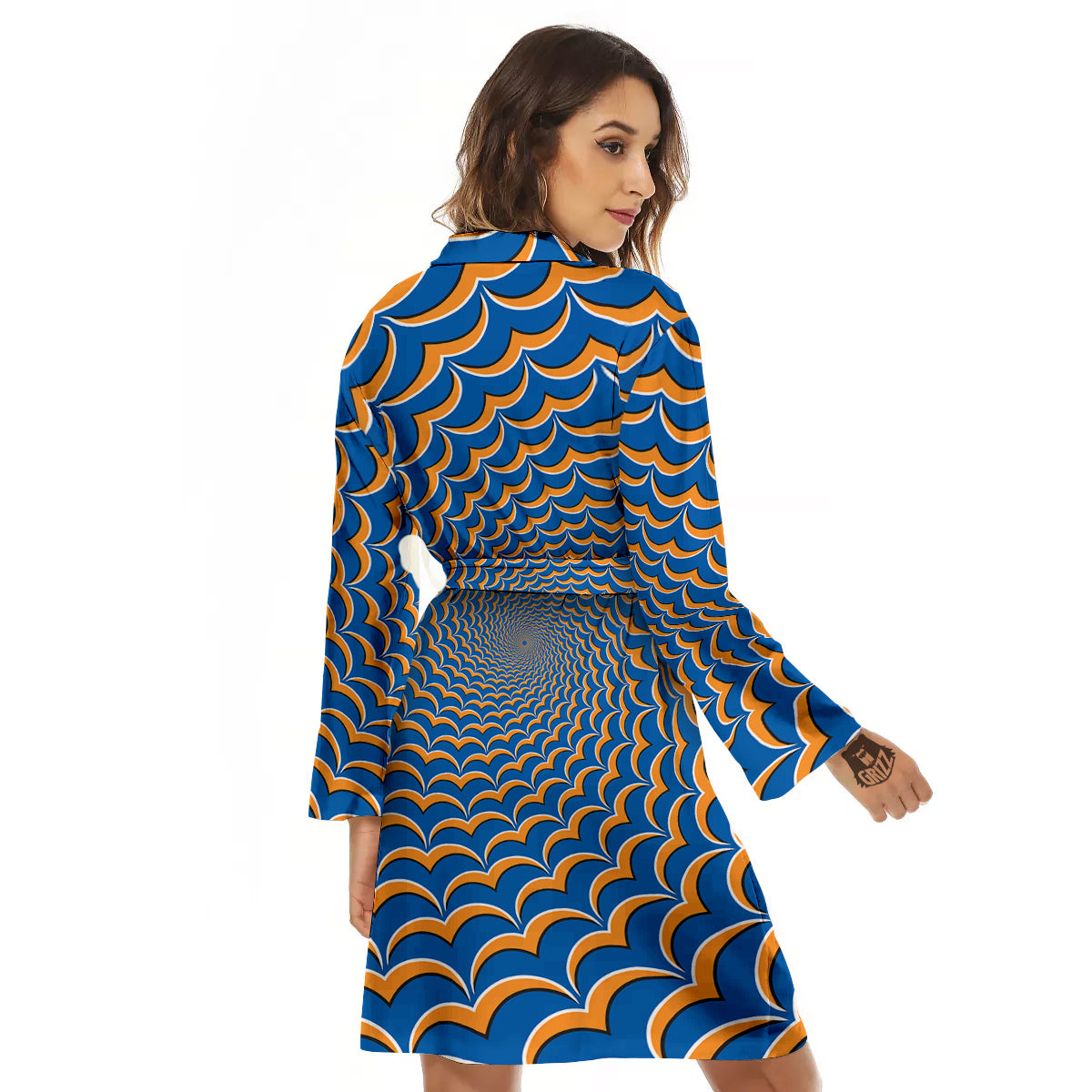 Optical Illusion Blue Expansion Moving Women's Robe-grizzshop