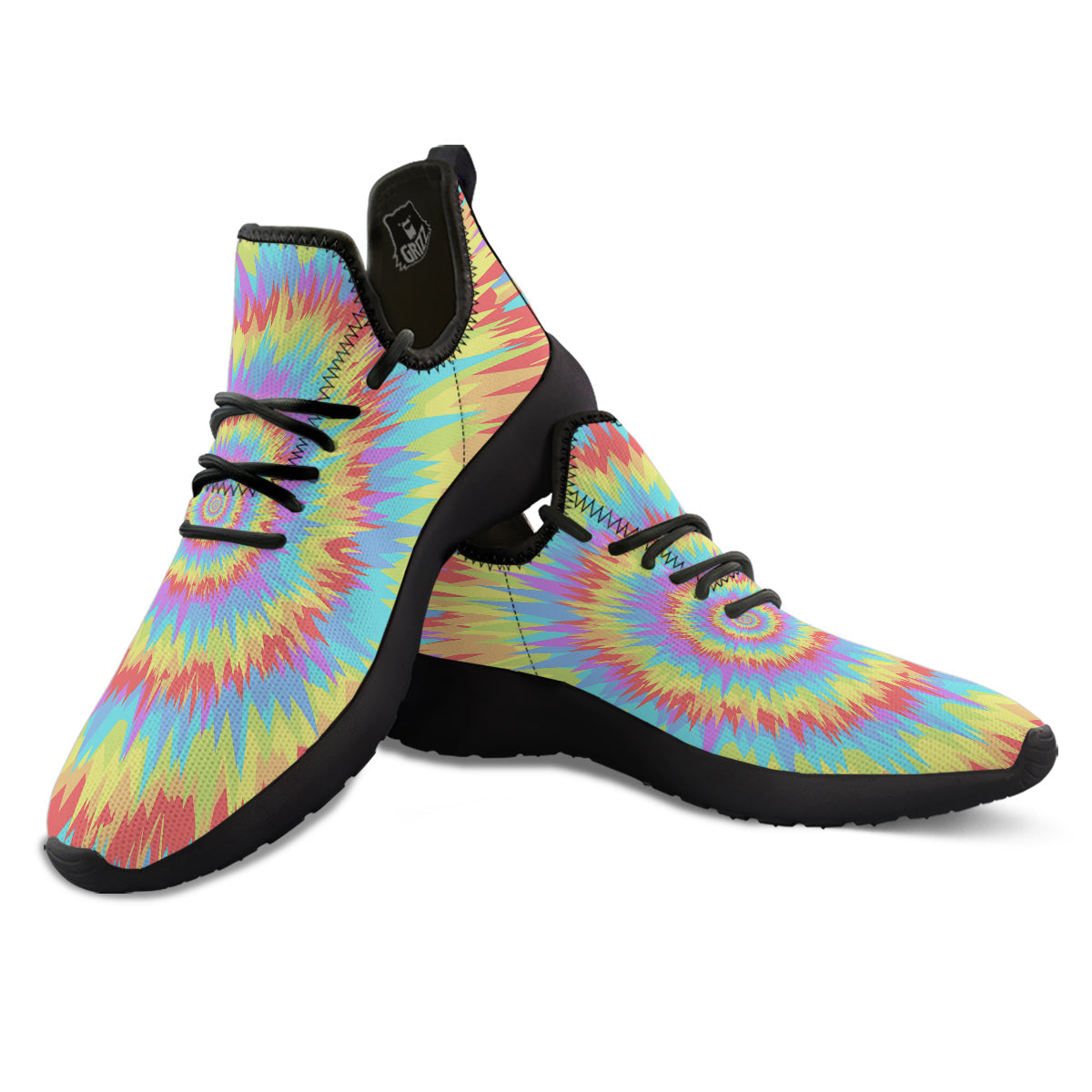 Optical Illusion Colorful Psychedelic Black Athletic Shoes-grizzshop