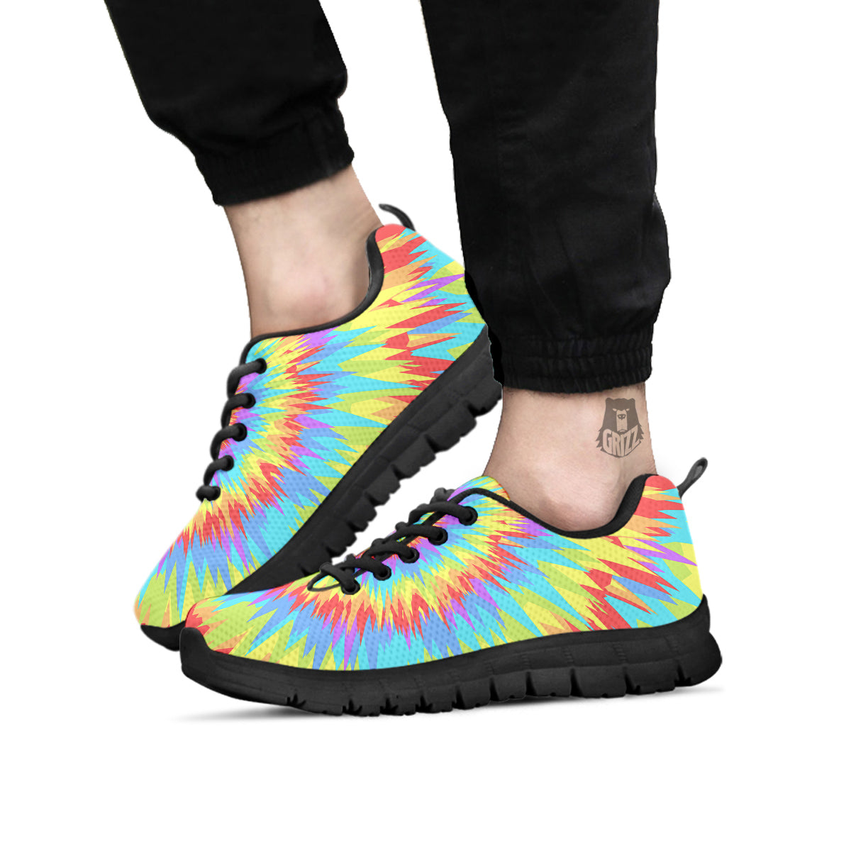 Optical Illusion Colorful Psychedelic Black Sneaker-grizzshop