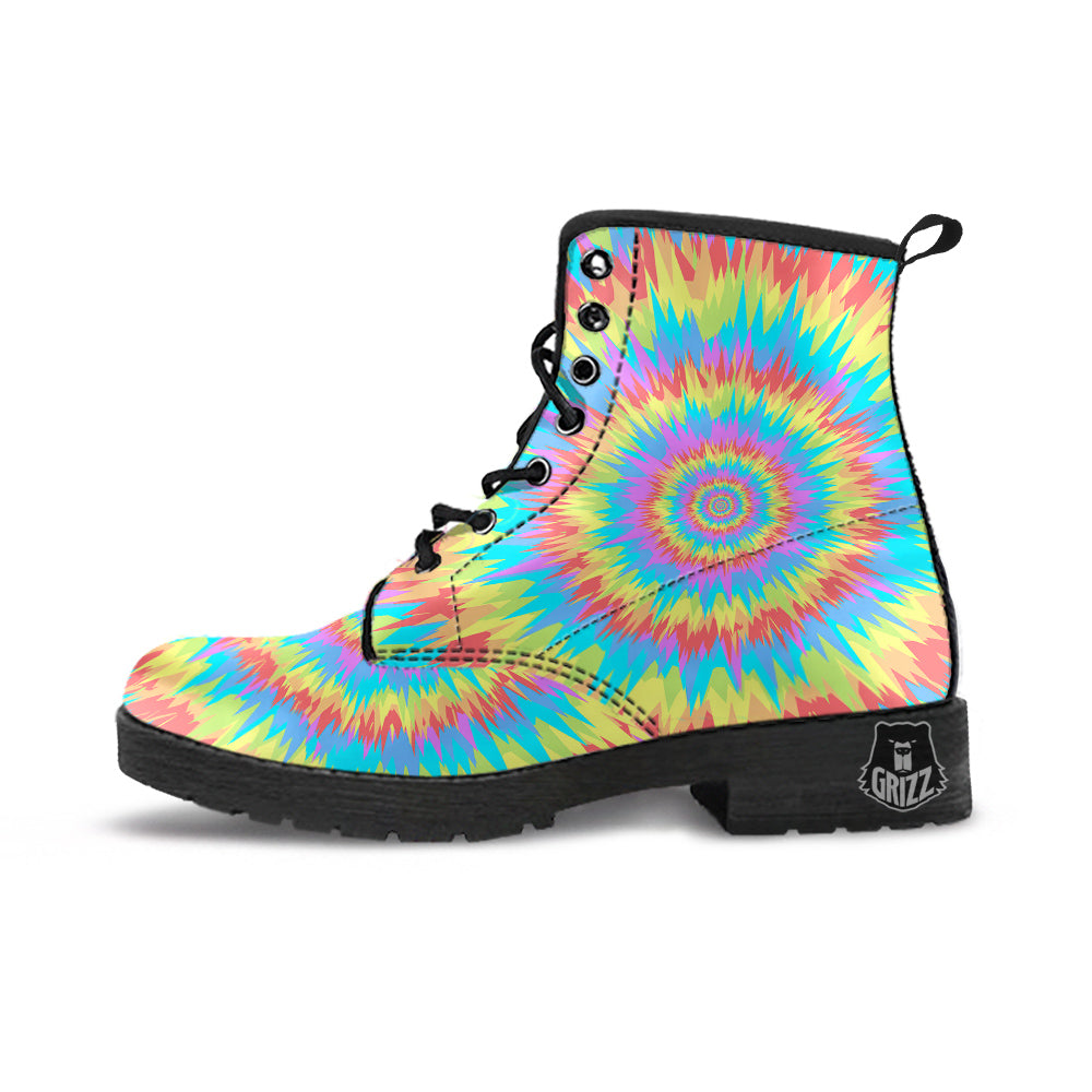 Optical Illusion Colorful Psychedelic Leather Boots-grizzshop