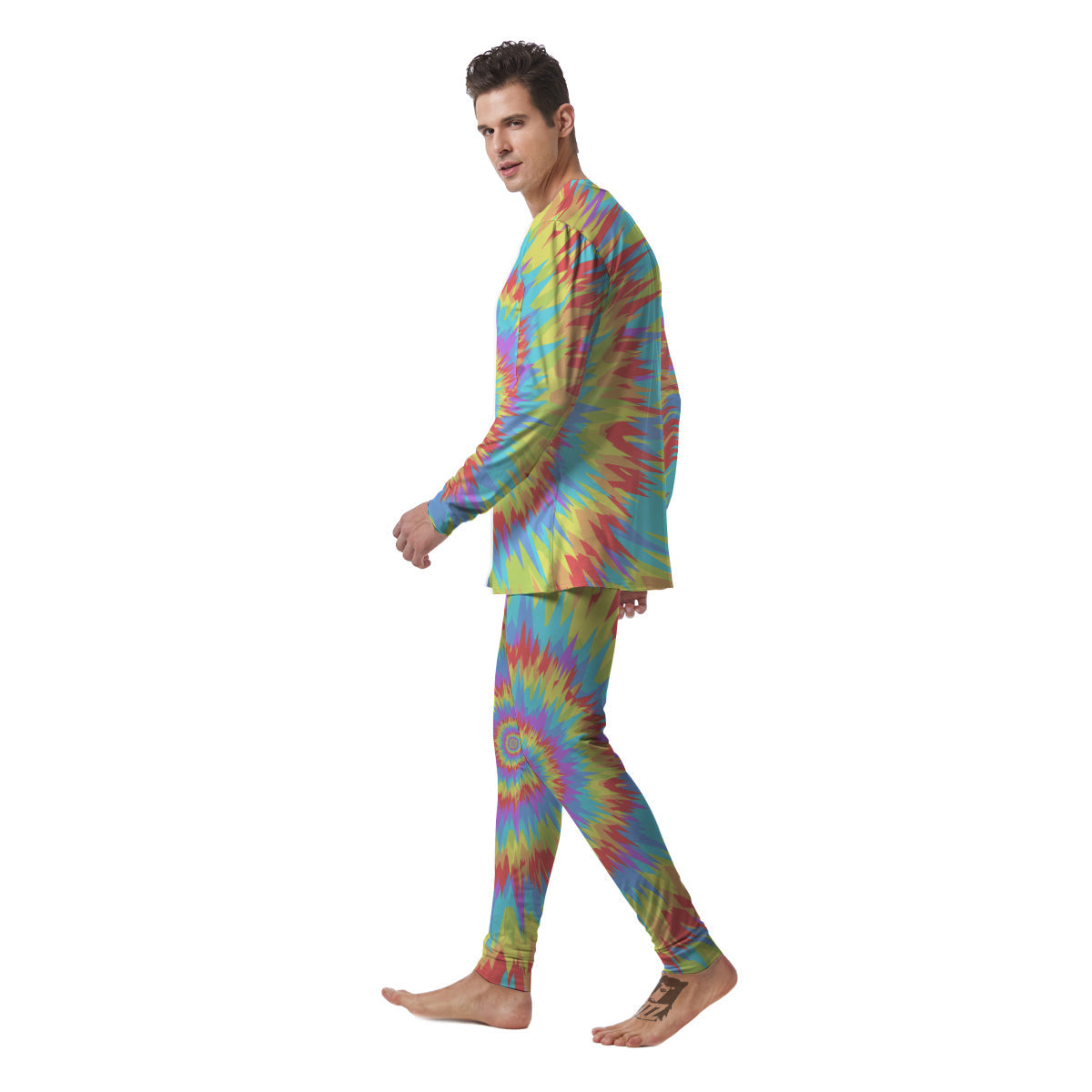 Optical Illusion Colorful Psychedelic Men's Pajamas-grizzshop