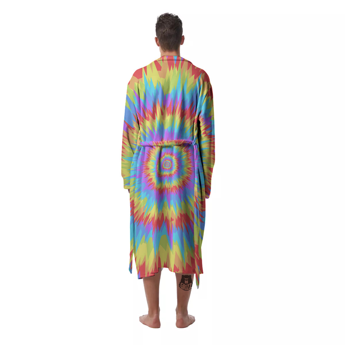 Optical Illusion Colorful Psychedelic Men's Robe-grizzshop