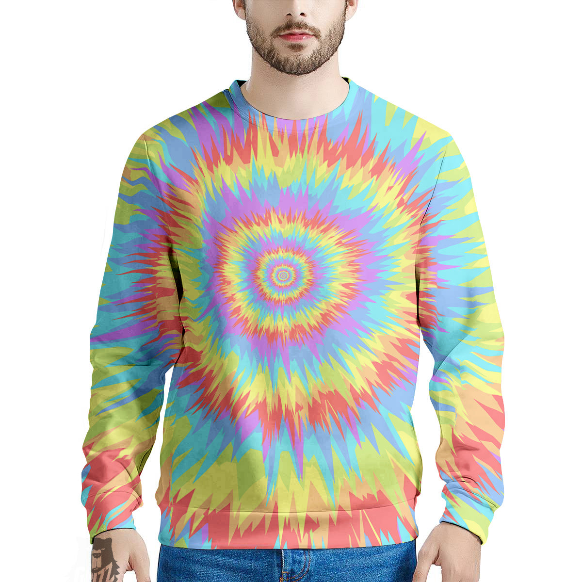 Optical Illusion Colorful Psychedelic Men's Sweatshirt-grizzshop