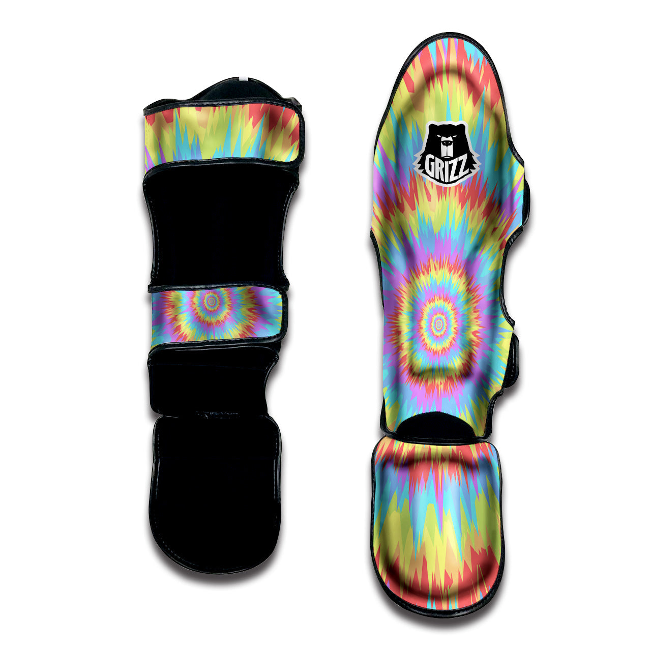 Optical Illusion Colorful Psychedelic Muay Thai Shin Guards-grizzshop