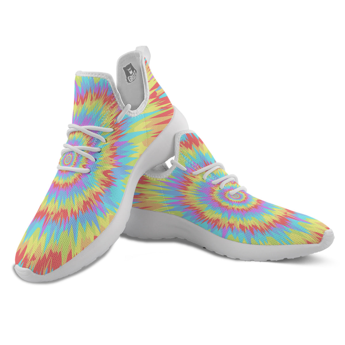 Optical Illusion Colorful Psychedelic White Athletic Shoes-grizzshop