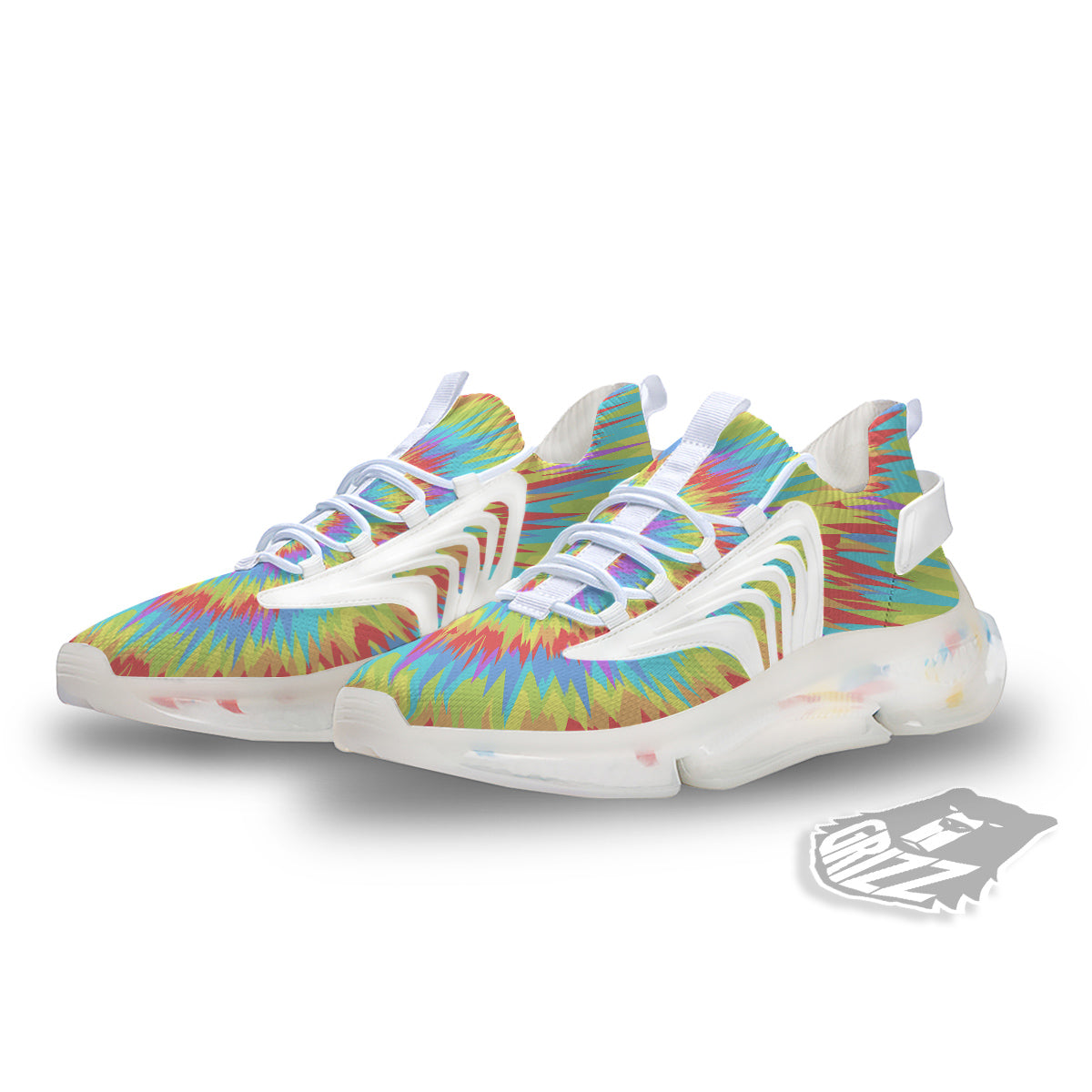 Optical Illusion Colorful Psychedelic White Gym Shoes-grizzshop