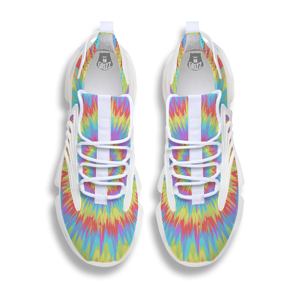 Optical Illusion Colorful Psychedelic White Gym Shoes-grizzshop