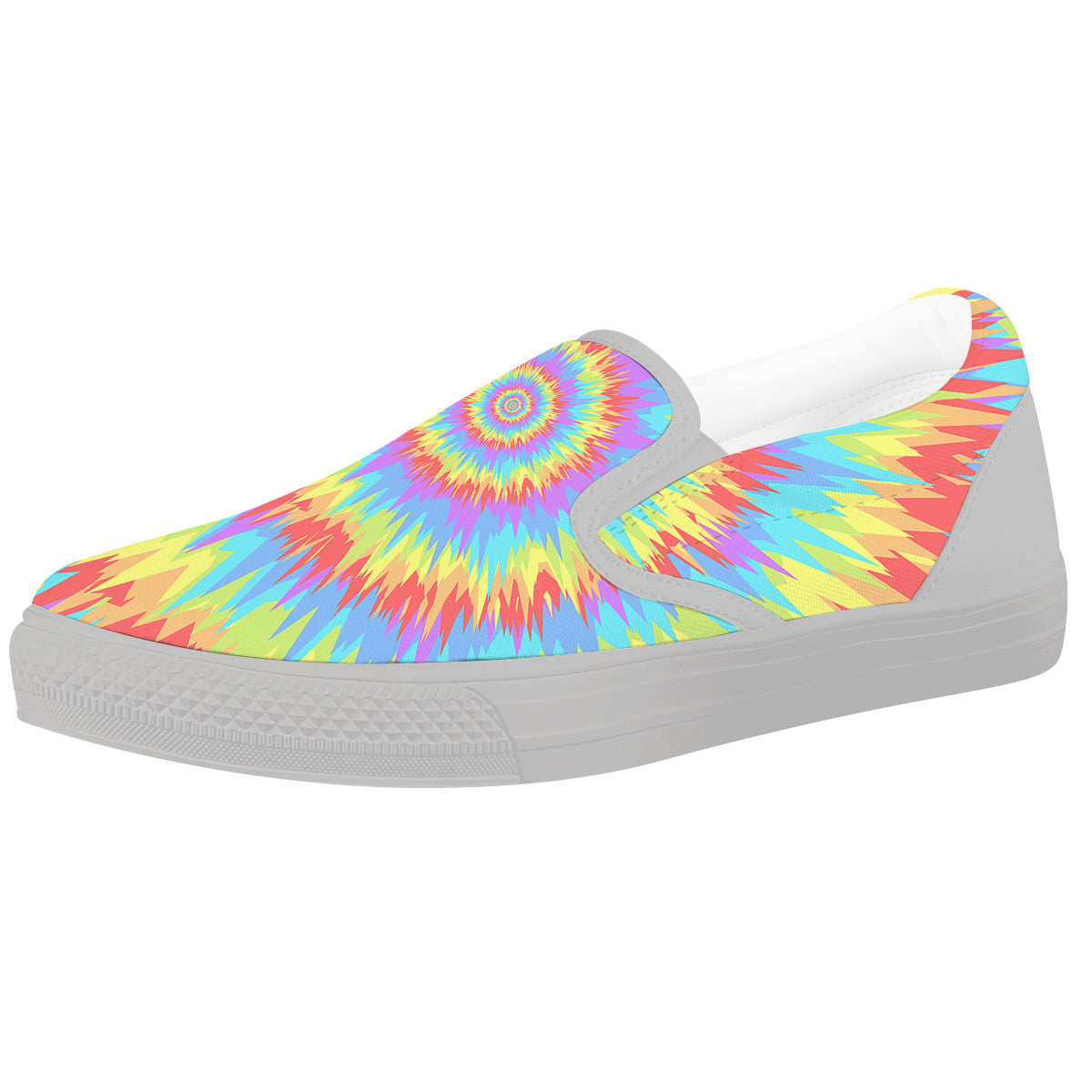 Optical Illusion Colorful Psychedelic White Slip On Shoes-grizzshop