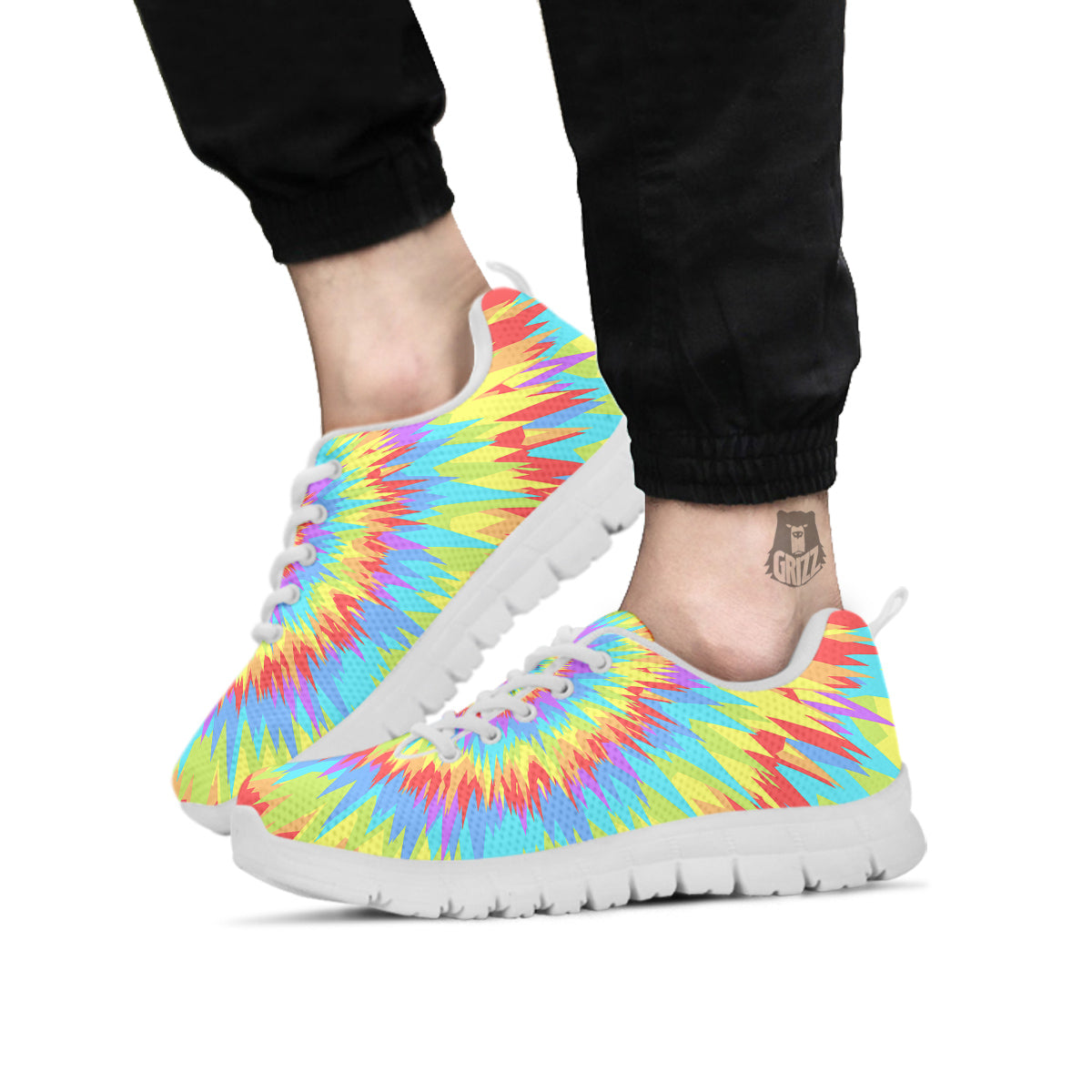 Optical Illusion Colorful Psychedelic White Sneaker-grizzshop