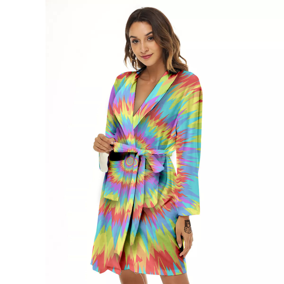 Optical Illusion Colorful Psychedelic Women's Robe-grizzshop