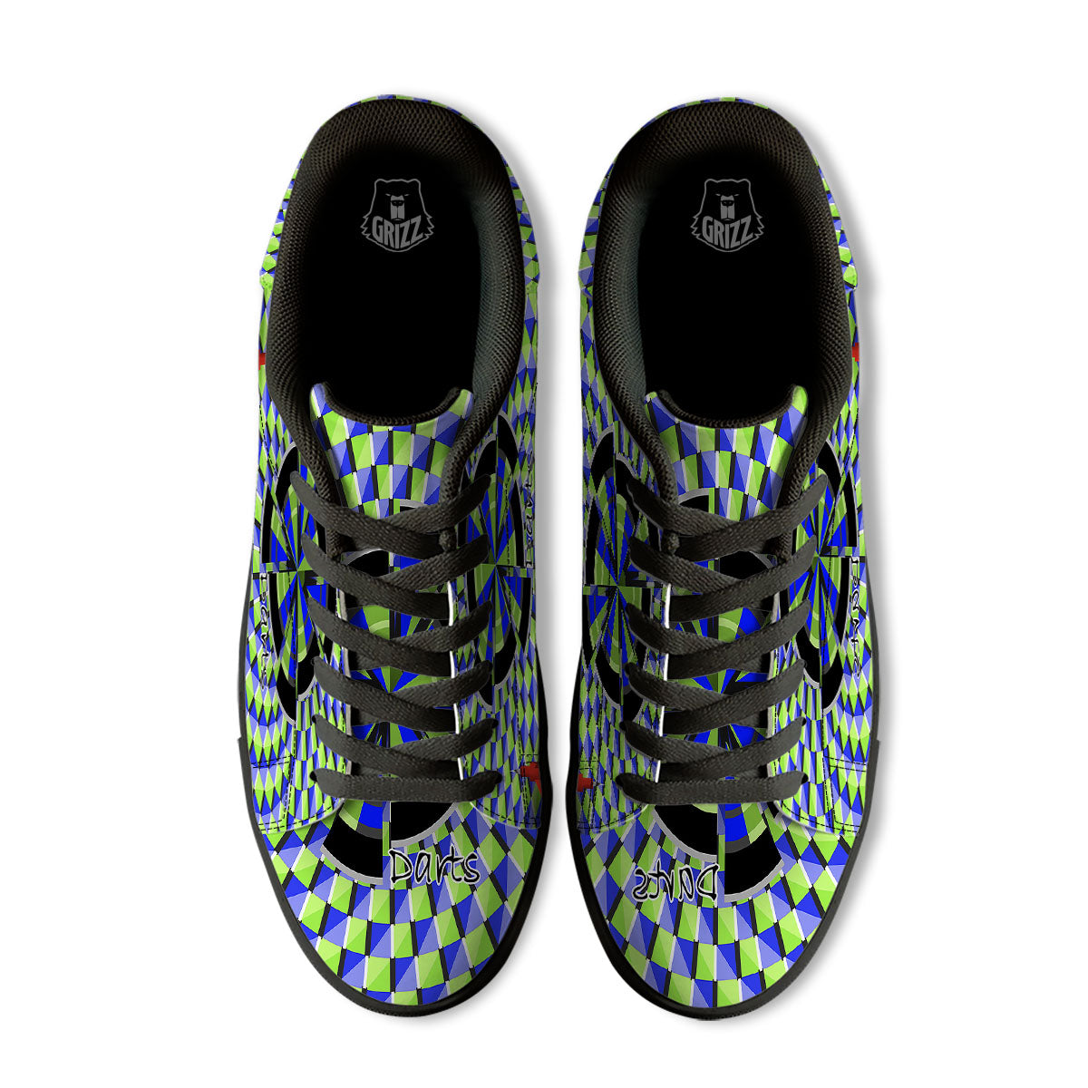 Optical Illusion Dartboard Moving Black Low Top Sneakers-grizzshop