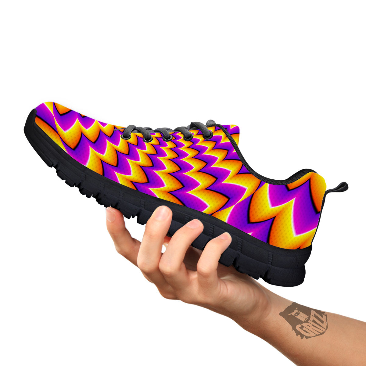 Optical Illusion Moving Dizzy Circle Black Sneaker-grizzshop