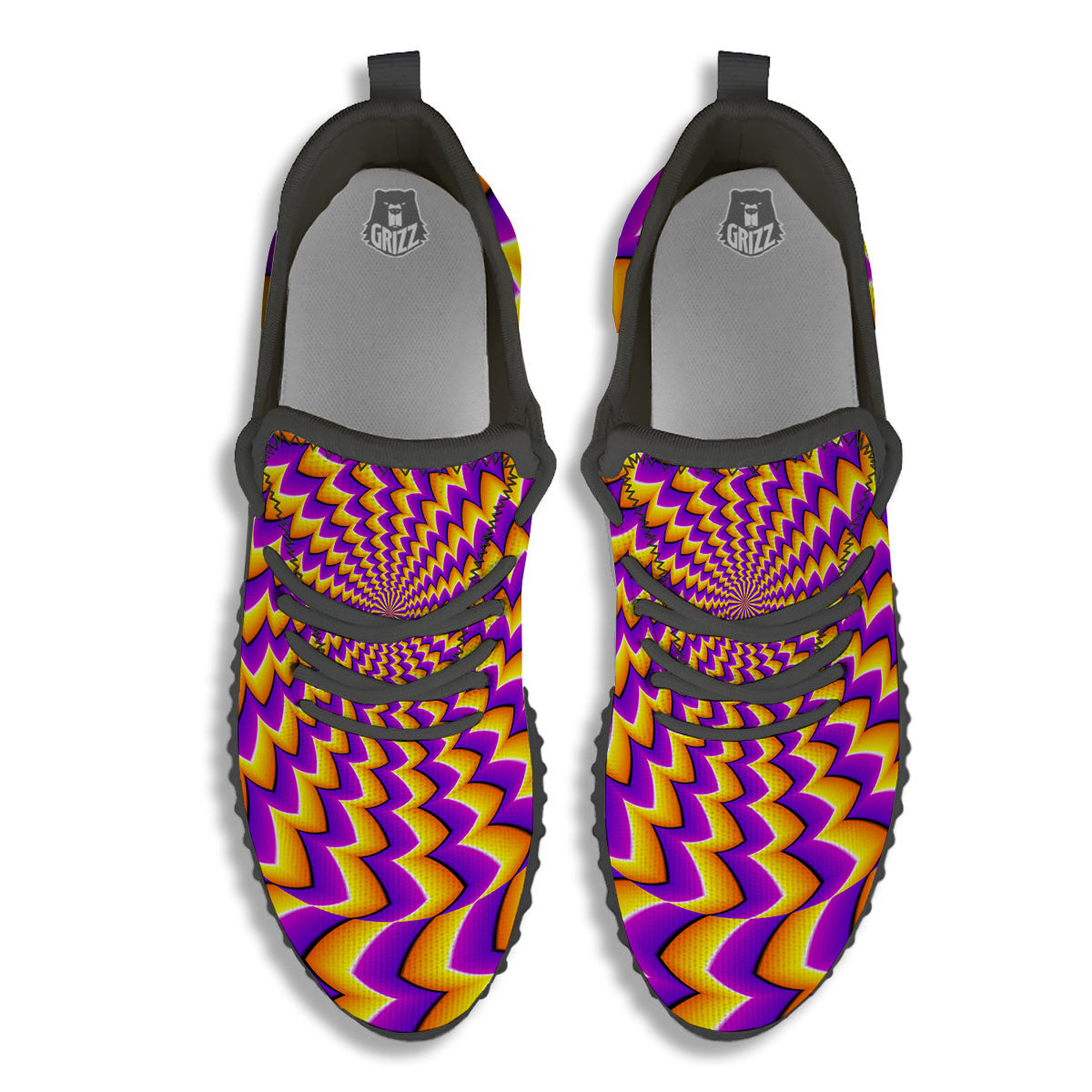 Optical Illusion Moving Dizzy Circle Black Walking Shoes-grizzshop