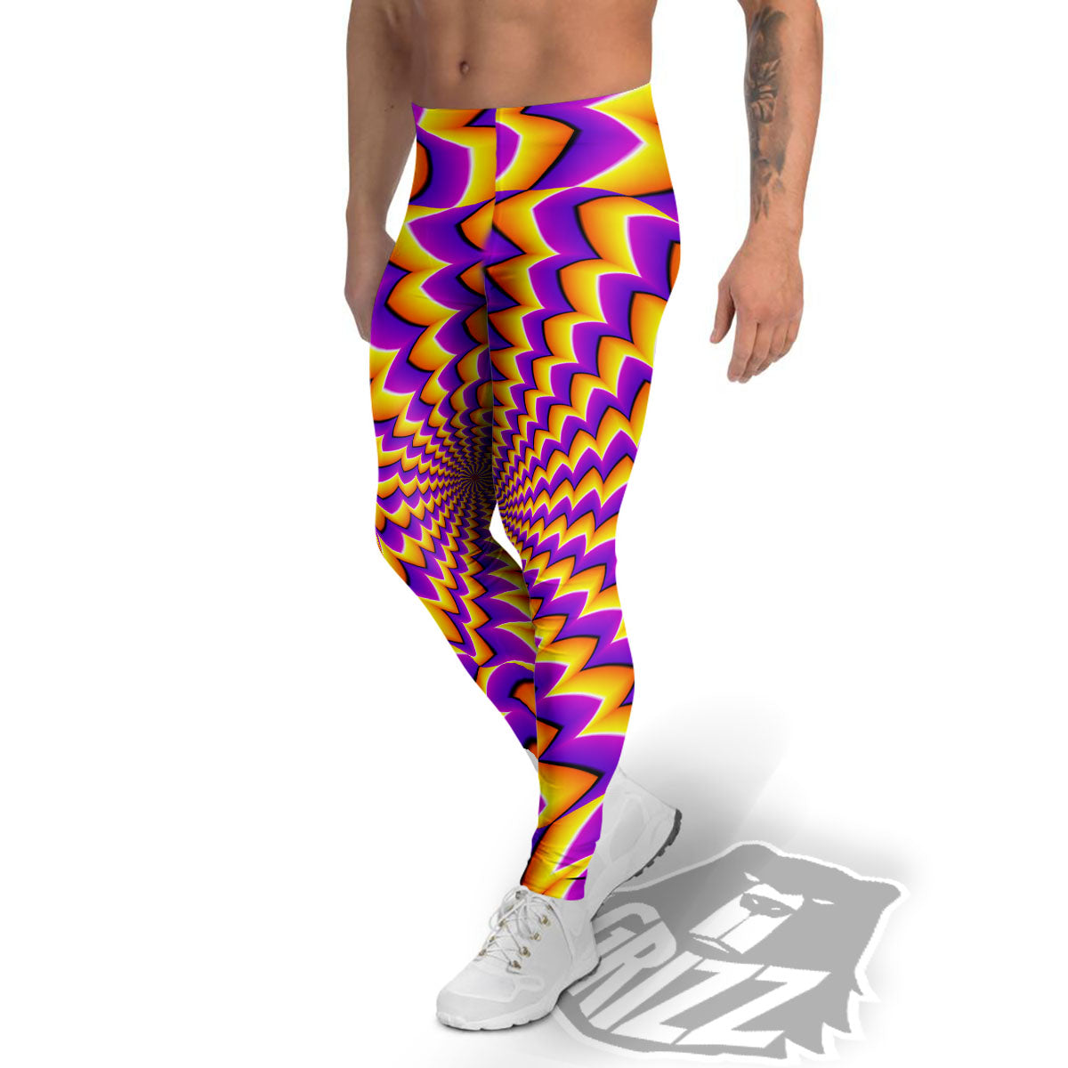 Optical Illusion Moving Dizzy Circle Men's Leggings-grizzshop