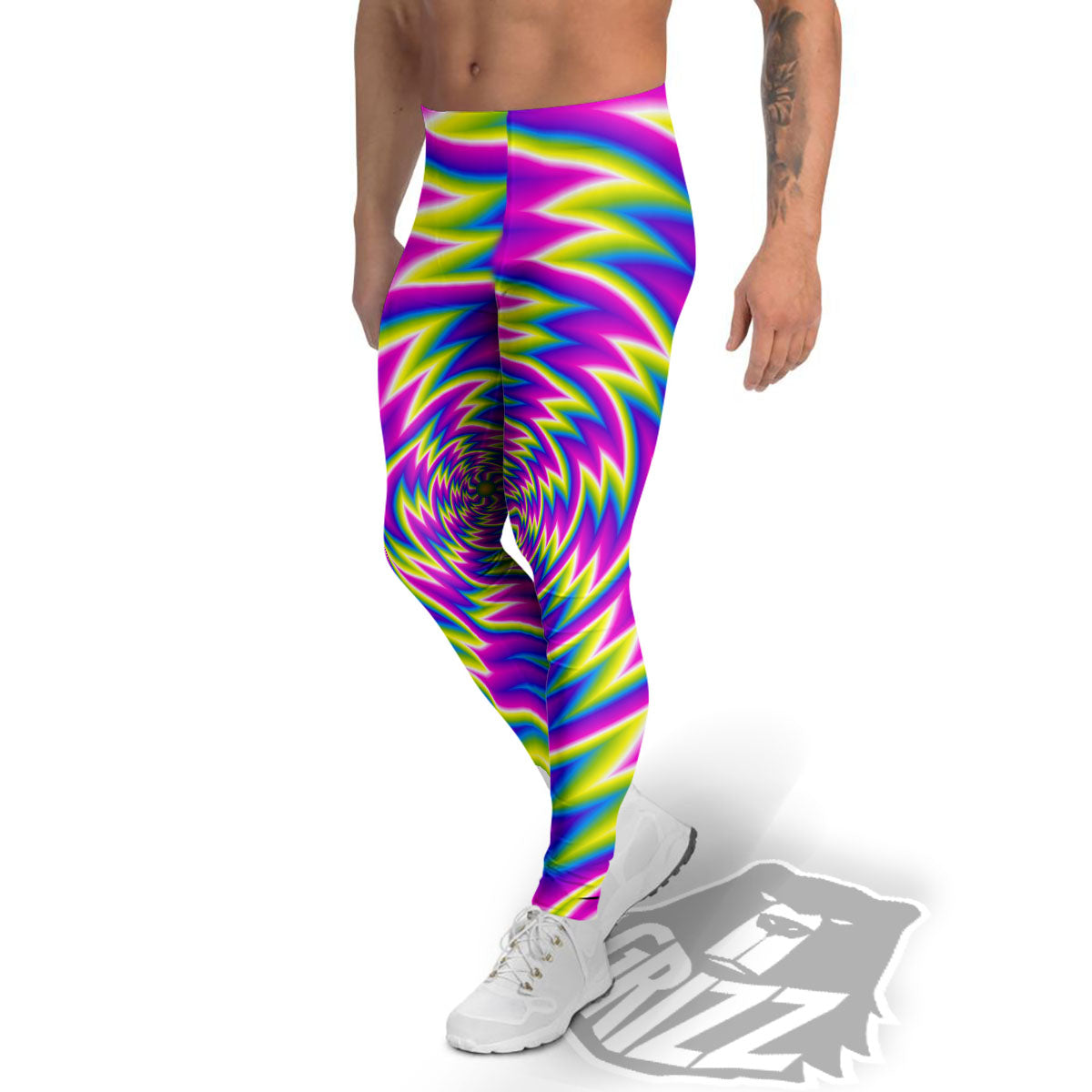 Optical Illusion Moving Dizzy Spiral Men's Leggings-grizzshop