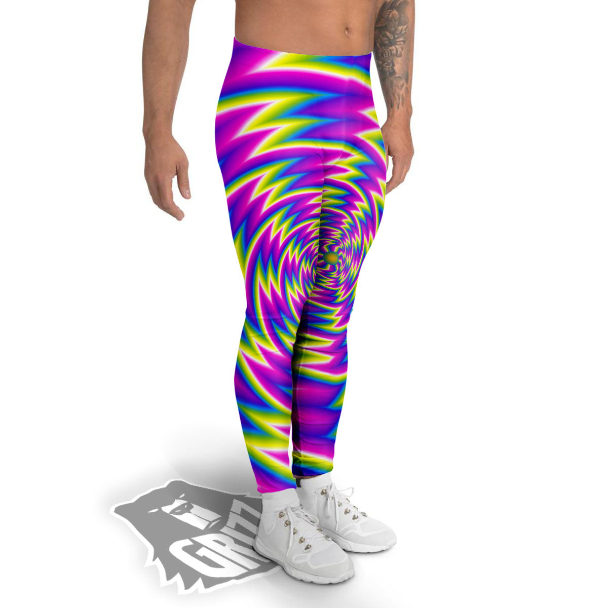Optical Illusion Moving Dizzy Spiral Men's Leggings-grizzshop