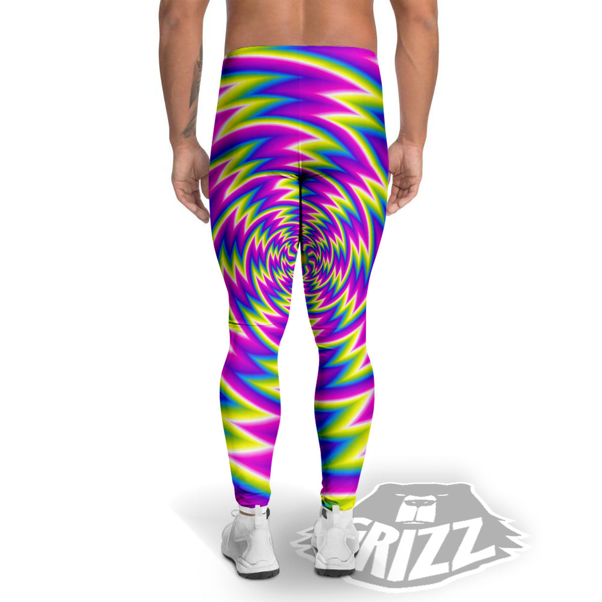 Optical Illusion Moving Dizzy Spiral Men's Leggings-grizzshop