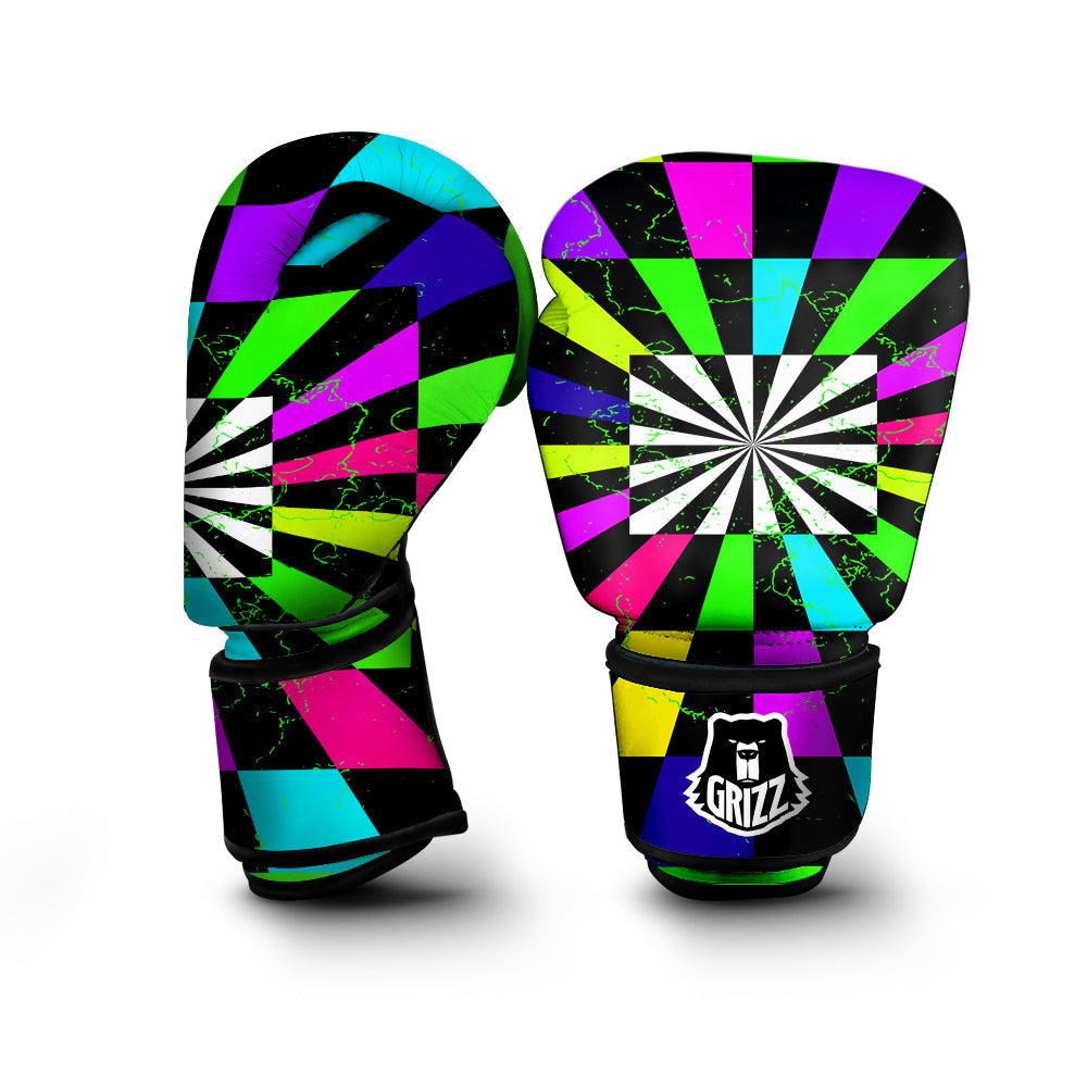 Optical Illusion Neon Abstract Print Boxing Gloves-grizzshop