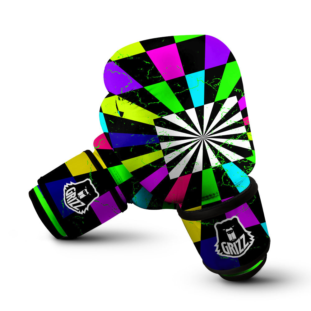 Optical Illusion Neon Abstract Print Boxing Gloves-grizzshop
