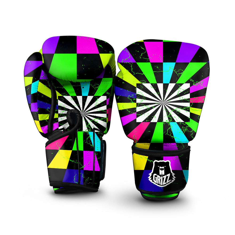 Optical Illusion Neon Abstract Print Boxing Gloves-grizzshop