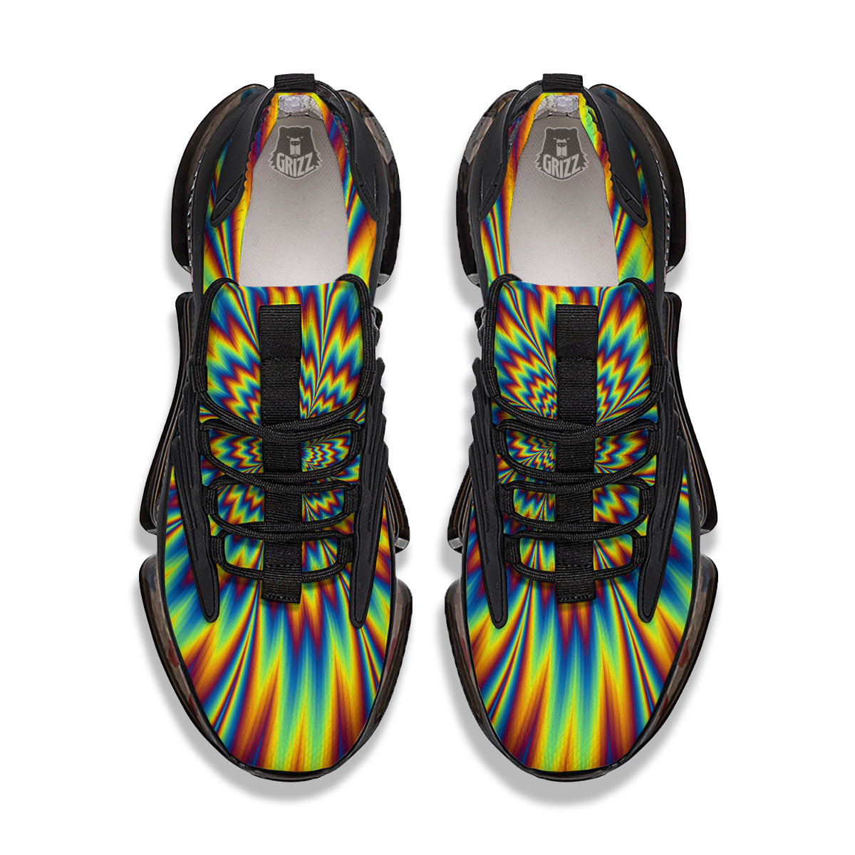 Optical Illusion Neon Psychedelic Black Gym Shoes-grizzshop