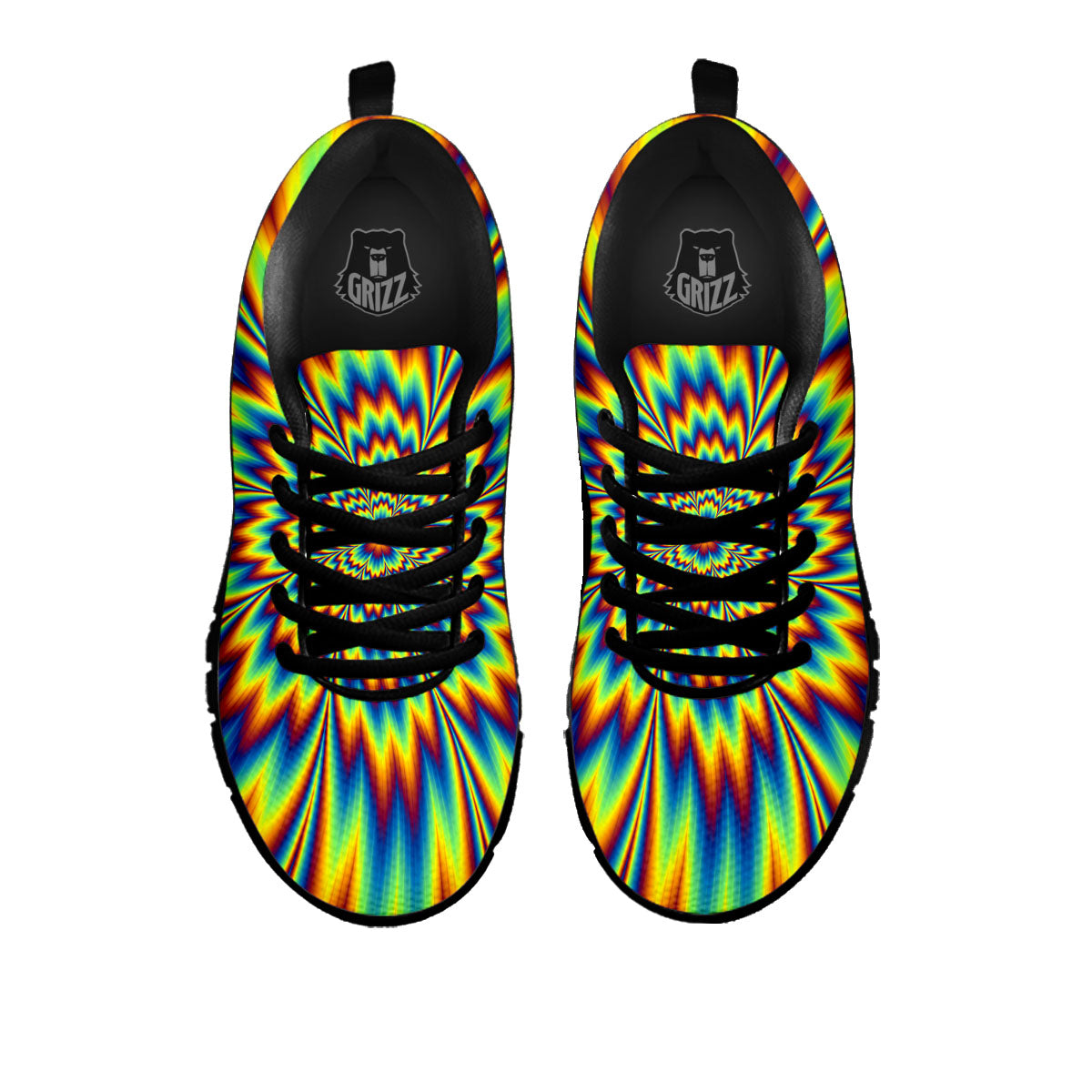 Optical Illusion Neon Psychedelic Black Sneaker-grizzshop
