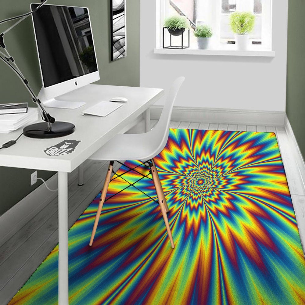Optical Illusion Neon Psychedelic Floor Mat-grizzshop