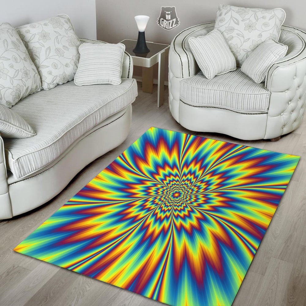 Optical Illusion Neon Psychedelic Floor Mat-grizzshop