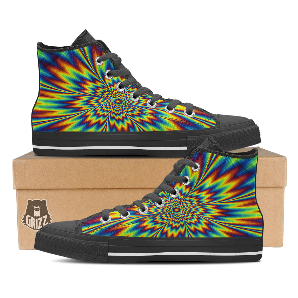 Optical Illusion Neon Psychedelic High Top Shoes-grizzshop