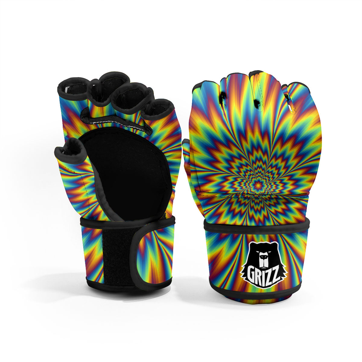 Optical Illusion Neon Psychedelic MMA Gloves-grizzshop