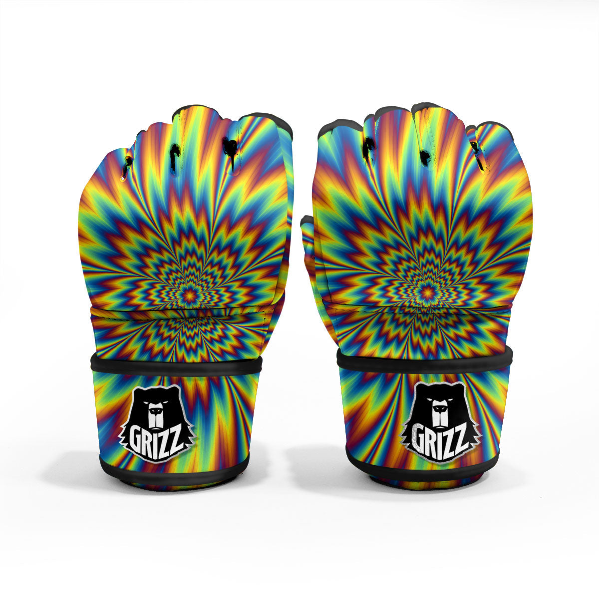 Optical Illusion Neon Psychedelic MMA Gloves-grizzshop