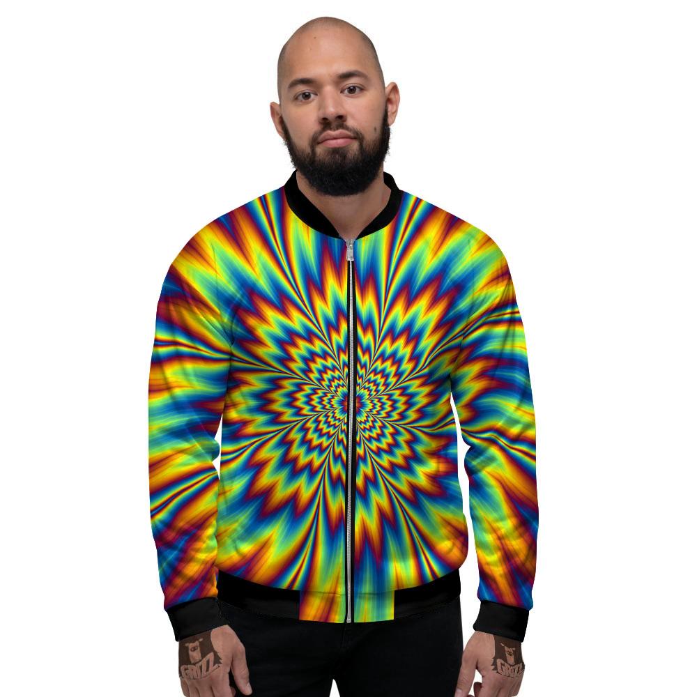 Optical Illusion Neon Psychedelic Men's Bomber Jacket-grizzshop