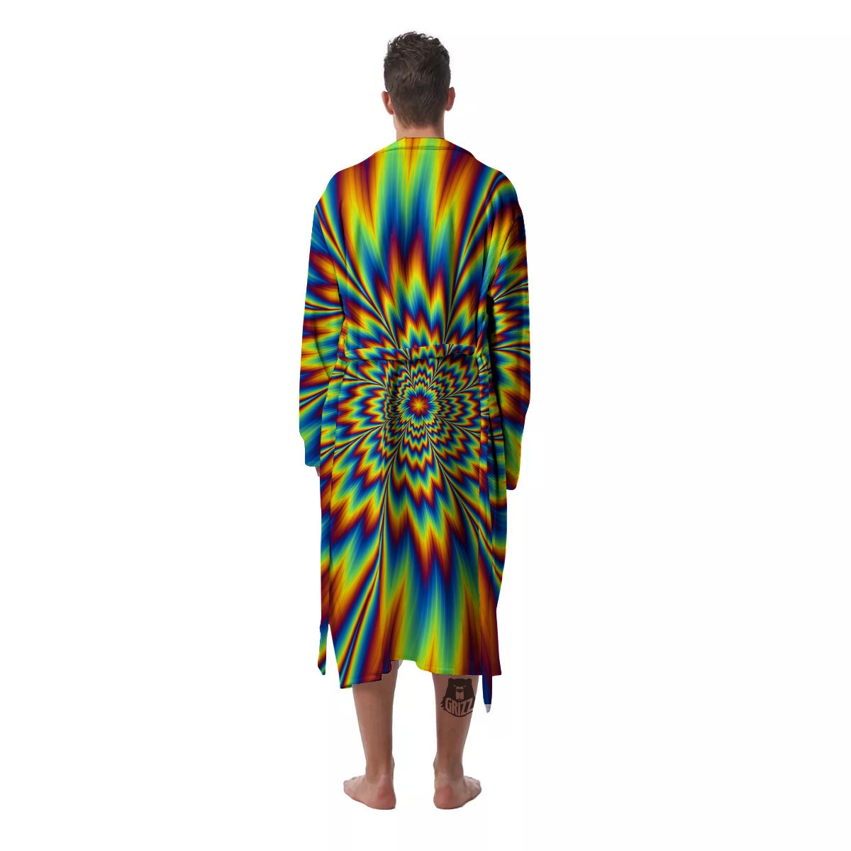 Optical Illusion Neon Psychedelic Men's Robe-grizzshop