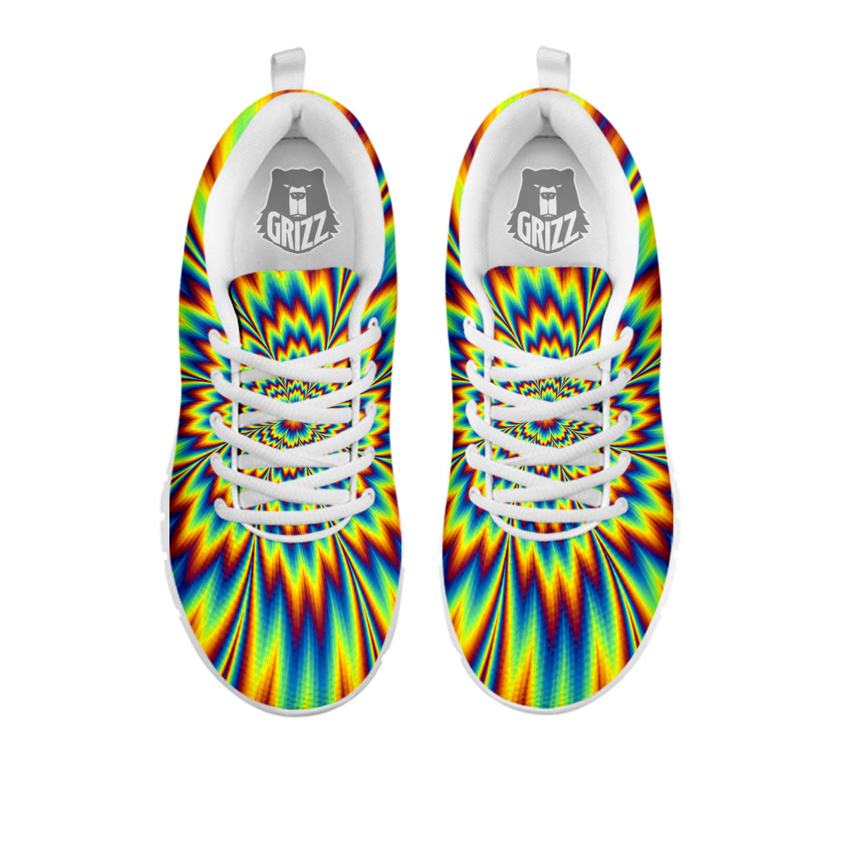 Optical Illusion Neon Psychedelic White Sneaker-grizzshop