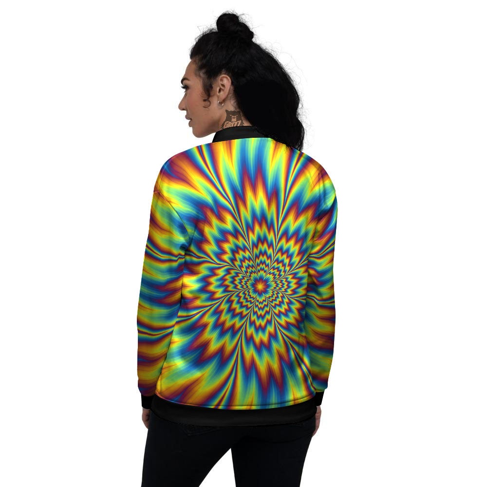 Optical Illusion Neon Psychedelic Women's Bomber Jacket-grizzshop