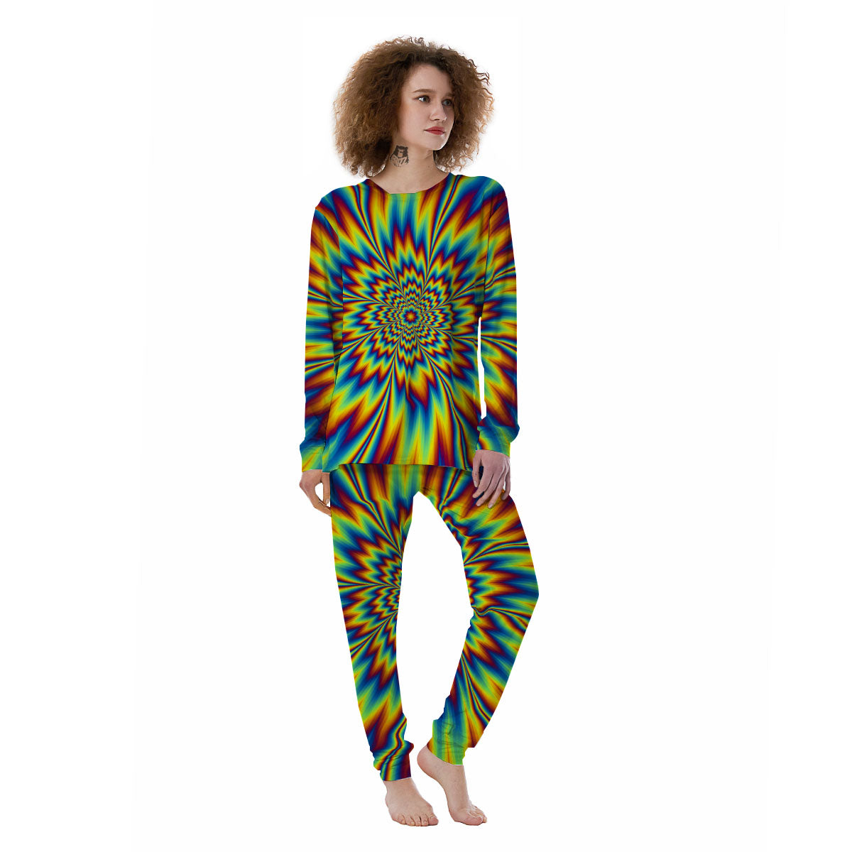 Optical Illusion Neon Psychedelic Women's Pajamas-grizzshop