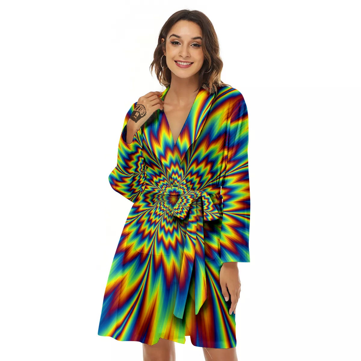 Optical Illusion Neon Psychedelic Women's Robe-grizzshop