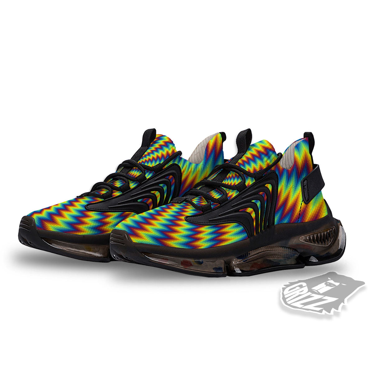 Optical Illusion Octagonal Psychedelic Black Gym Shoes-grizzshop