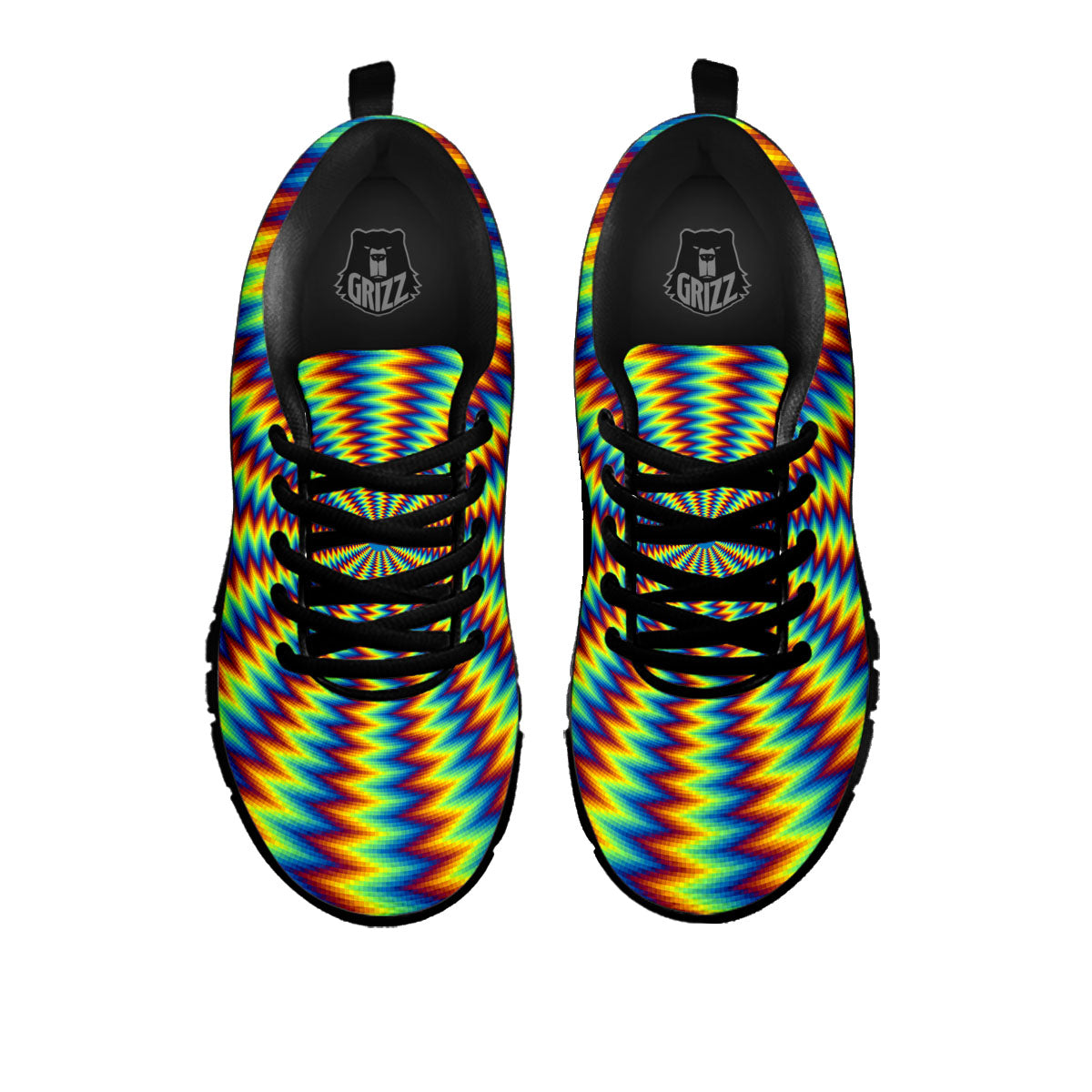 Optical Illusion Octagonal Psychedelic Black Sneaker-grizzshop