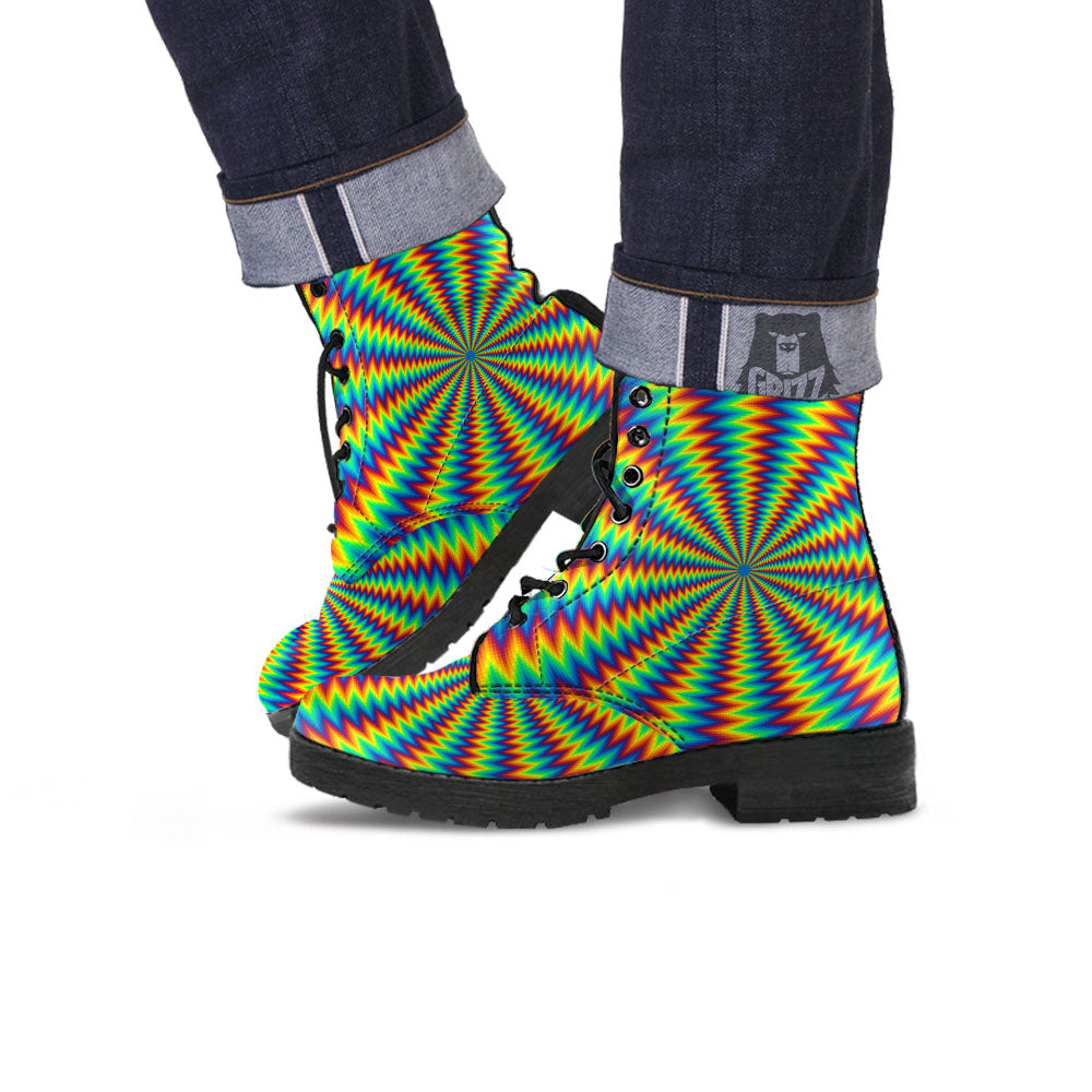 Optical Illusion Octagonal Psychedelic Leather Boots-grizzshop