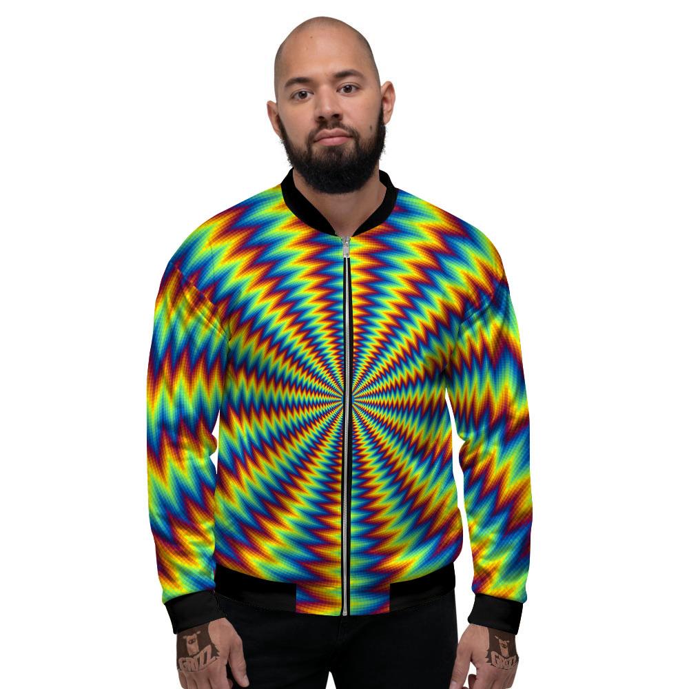 Optical Illusion Octagonal Psychedelic Men's Bomber Jacket-grizzshop