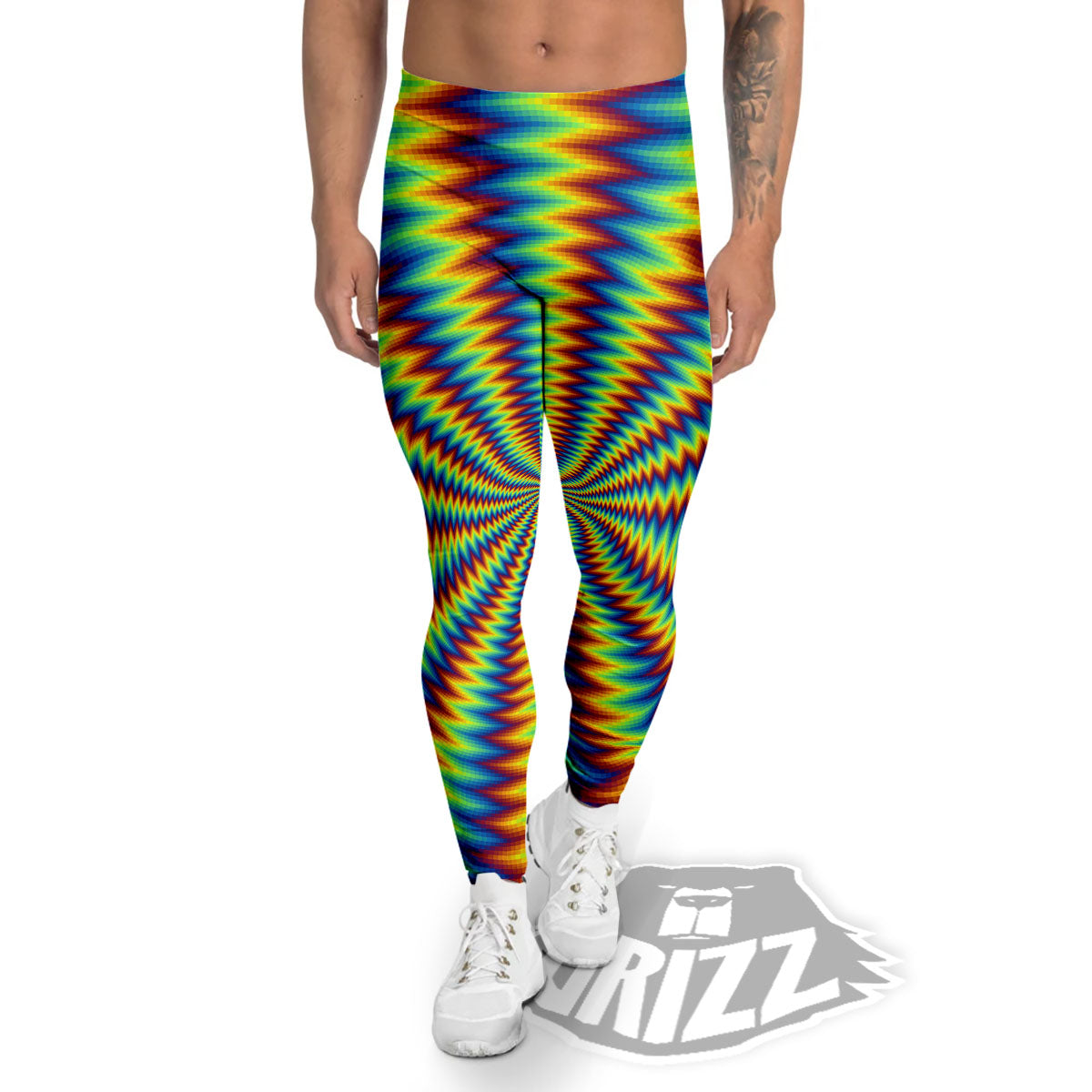 Optical Illusion Octagonal Psychedelic Men's Leggings-grizzshop