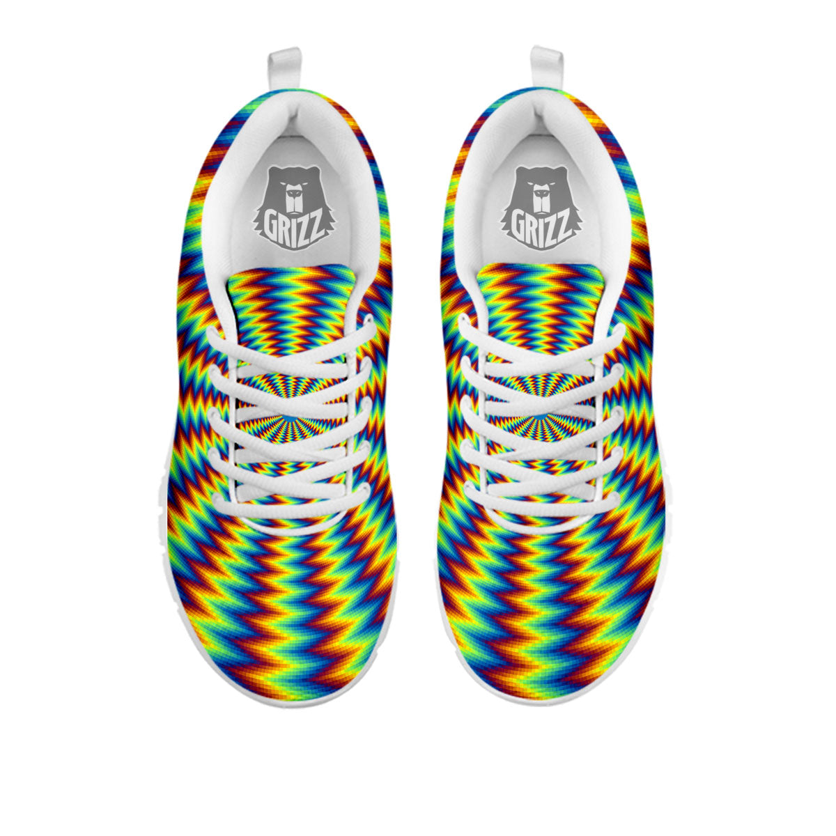 Optical Illusion Octagonal Psychedelic White Sneaker-grizzshop